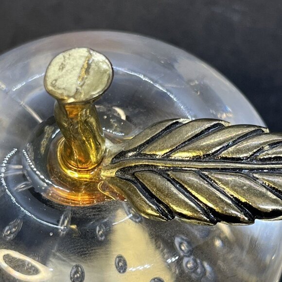 Vintage Art Glass Clear Apple Bullicante Controlled Bubble Paperweight - Picture 12 of 12